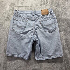 Levis 550 Shorts Mens 36 Blue Denim Relaxed Fit Light Wash Distressed Chino